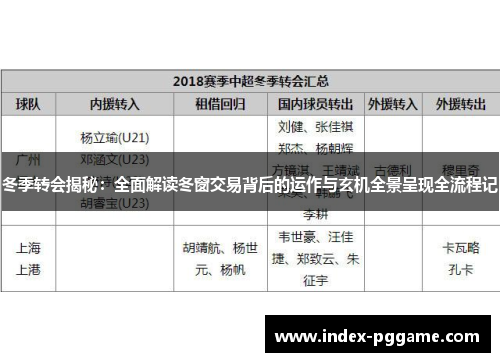 冬季转会揭秘：全面解读冬窗交易背后的运作与玄机全景呈现全流程记